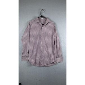 Peter Millar Shirt Mens Medium Red Purple Check Plaid Button‎ Down Dress Cotton